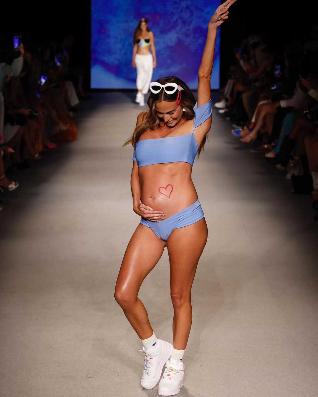 Pregnant Jena Sims Walks The Runway For Miami Swim Week